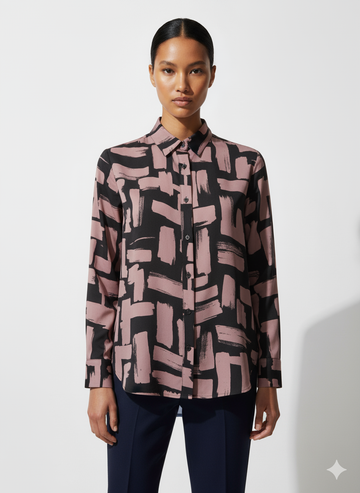 Fs44 1025 Abstract Brushstroke Print Classic Button-Down Shirt