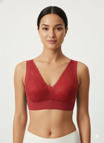Fs44 6813 Lace V-Neck Front-Closure Comfort Bra