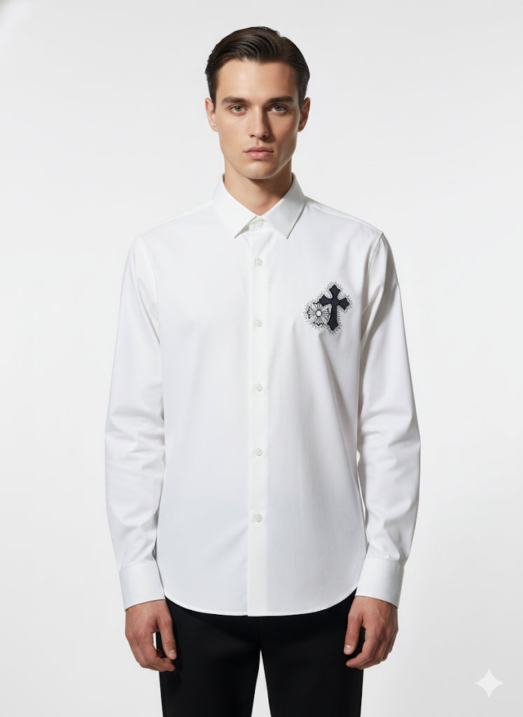 FS44 2003  White Long Sleeve Shirt with Chest Cross