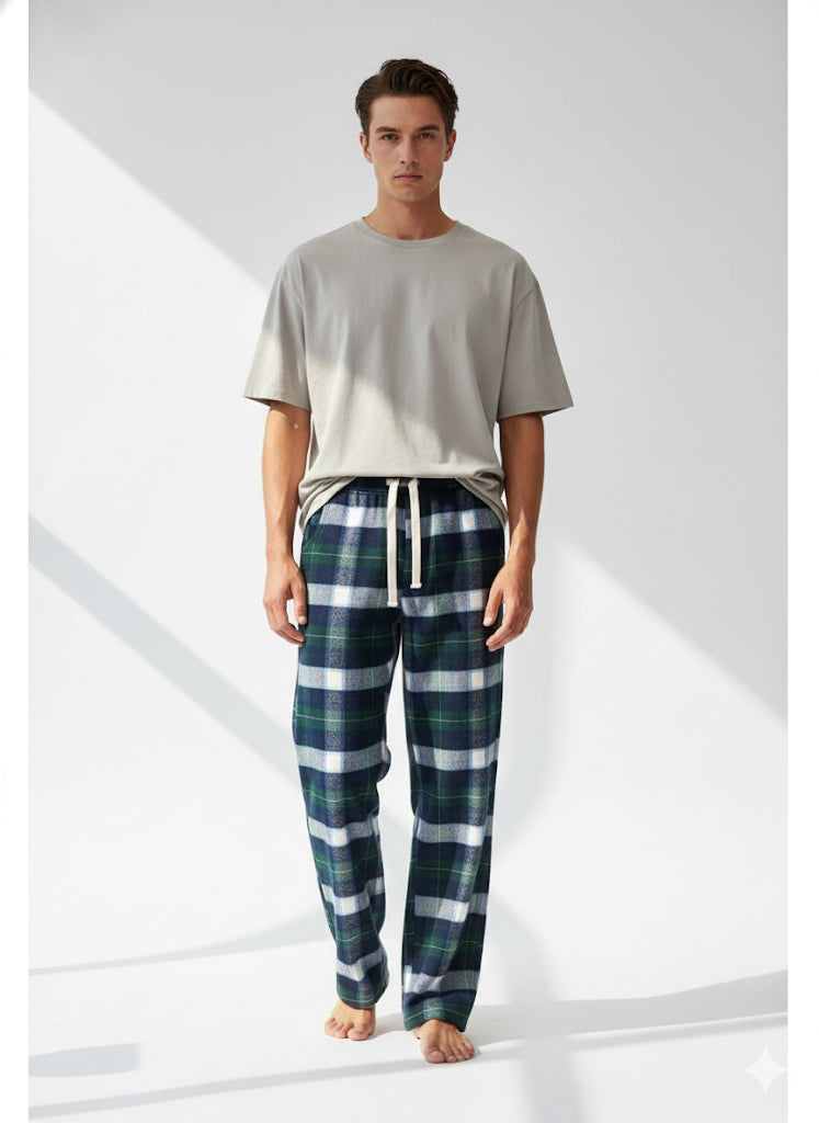 FS44 2024  Men's Slim-Fit Drawstring Plaid Trousers