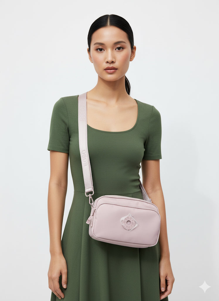 FS44 2020 Stylish Solid Color Nylon Crossbody Bag with Adjustable Logo Strap