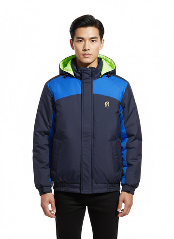 Fs44 2029 Men's Color Block Hooded Insulated Bomber Jacket