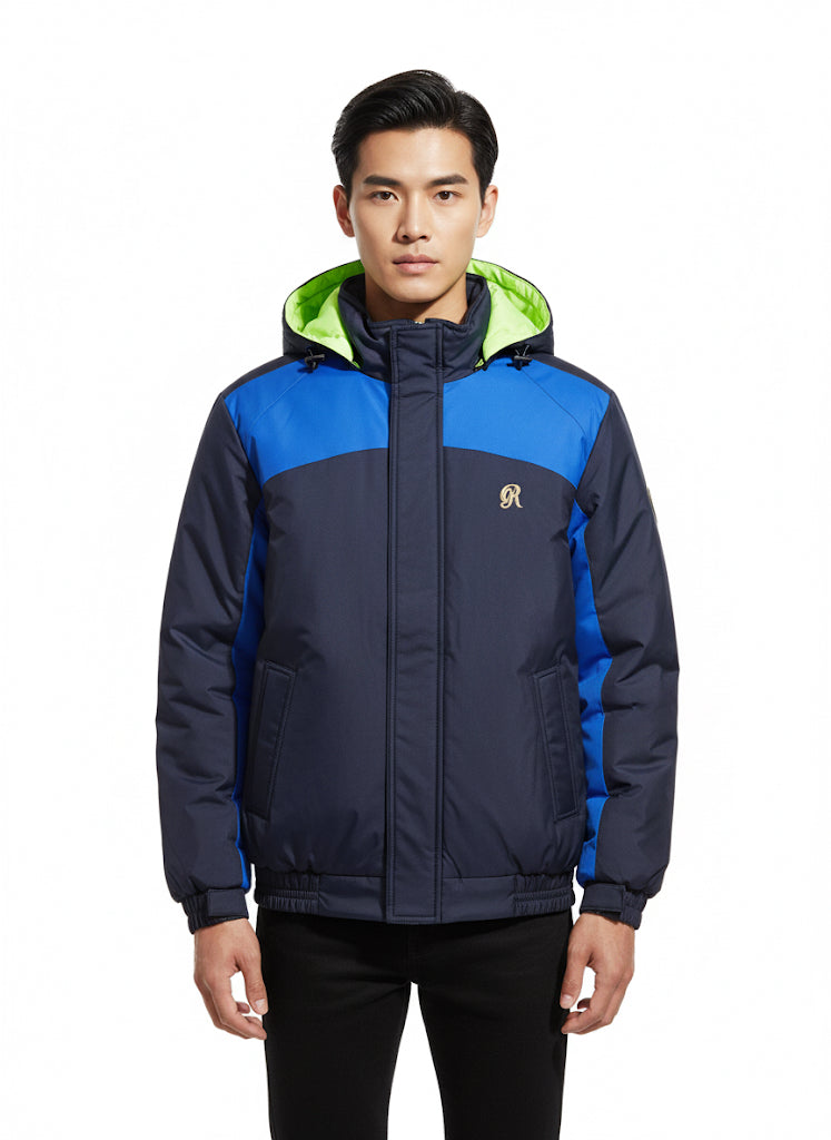 Fs44 2029 Men's Color Block Hooded Insulated Bomber Jacket
