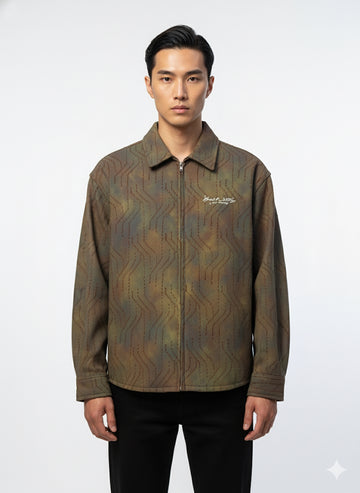 FS44 2027  Men's Camo-Patterned Zip-Up Overshirt Jacket