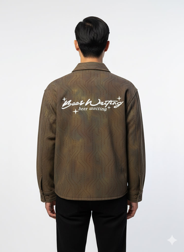 FS44 2027  Men's Camo-Patterned Zip-Up Overshirt Jacket