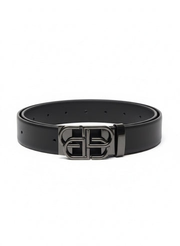 FS44 2039 Men's Reversible Black Leather Belt with Double-G Buckle