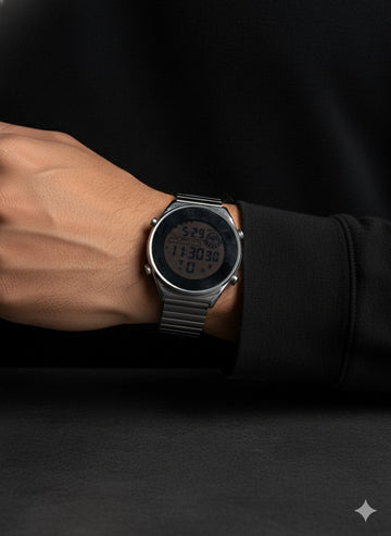 FS44 2055 Retro Digital Watch - Stainless Steel