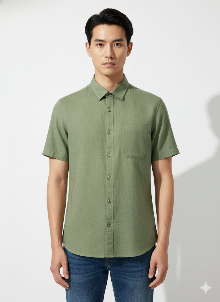 FS44 2059 Men's Short Sleeve Linen Blend Shirt