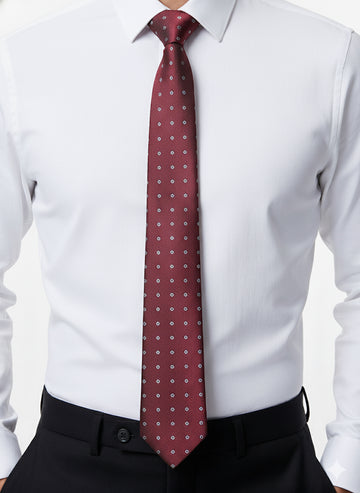 Fs44 1074 Men's Premium Burgundy Micro-Dot Silk Tie