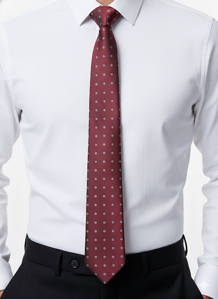 Fs44 1074 Men's Premium Burgundy Micro-Dot Silk Tie