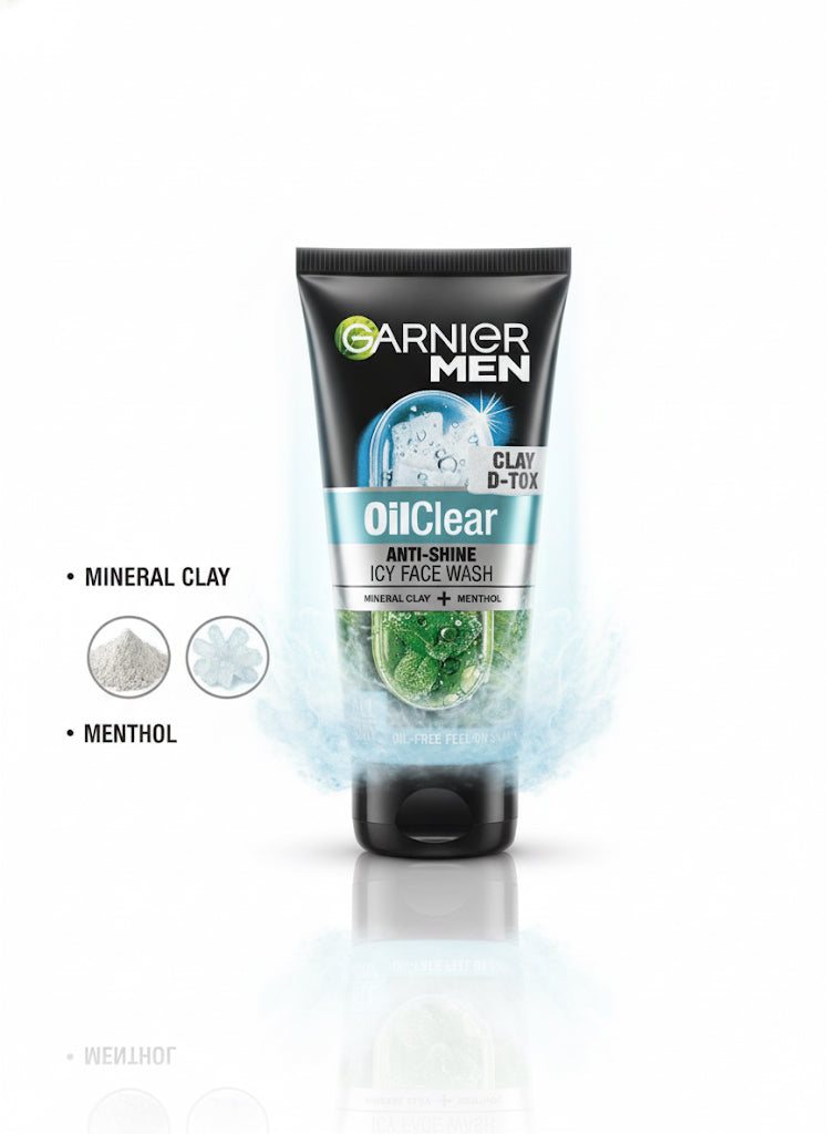 Fs44 1078 Garnier Men Oil Clear Anti-Shine Icy Face Wash