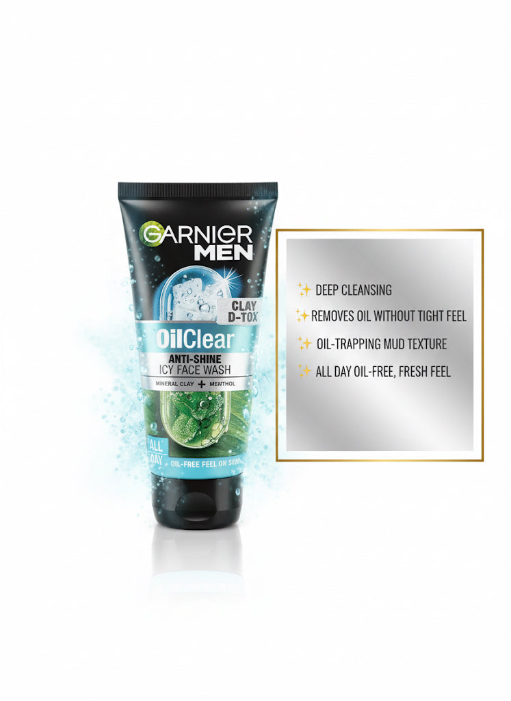 Fs44 1078 Garnier Men Oil Clear Anti-Shine Icy Face Wash