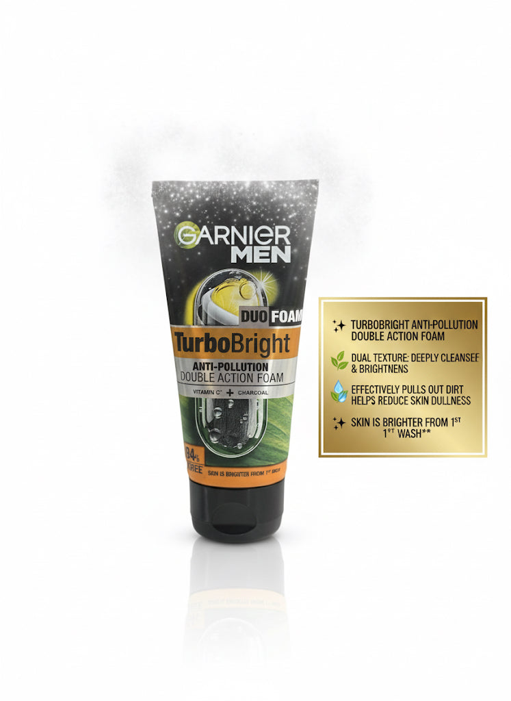 Fs44 1079  Garnier Men Turbo Bright Anti-Pollution Double Action Face Wash