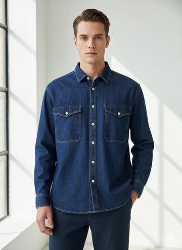 Fs44 1195 Dark Wash Pocket Denim Overshirt