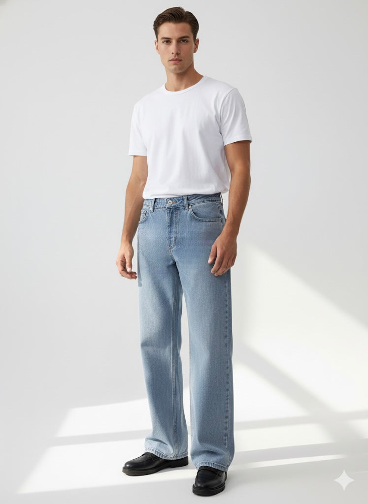 Fs44 1105 Men's Loose Fit Straight Leg Denim Jeans