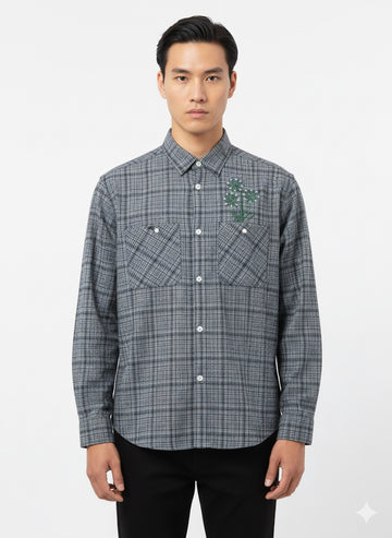 Fs44 1122 The Palm Embroidered Plaid Flannel Shirt