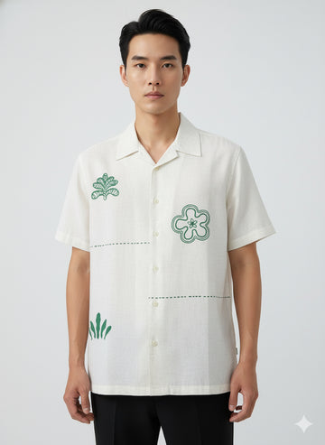 Fs44 1123 Retro Vacation Vibe Cuban Collar Shirt