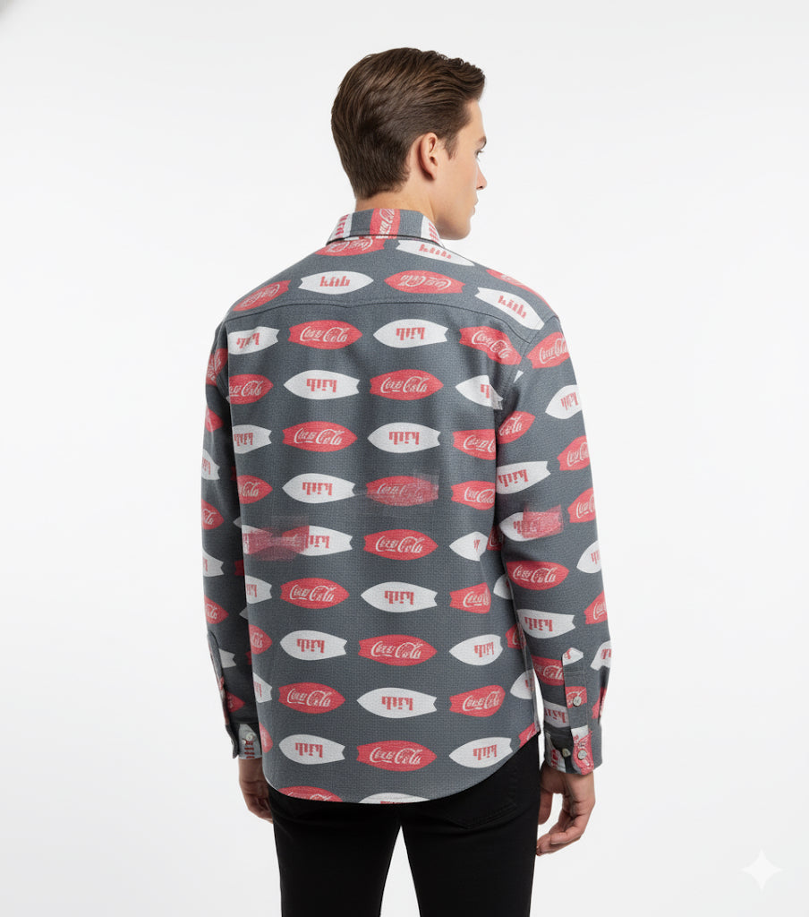 Fs44 1138 Kith x Coca-Cola Surfboard Print Flannel Shirt