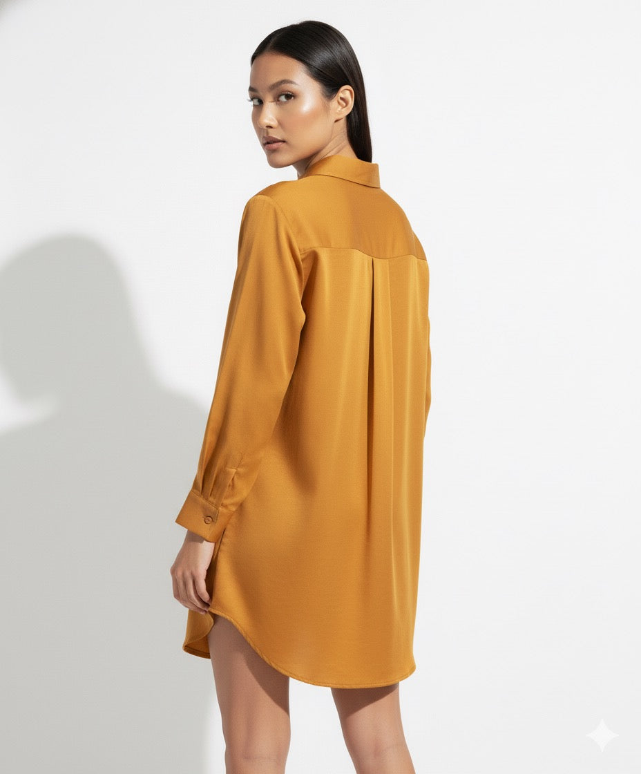 Fs44 1055 Mustard Yellow Long Sleeve Tunic Shirt