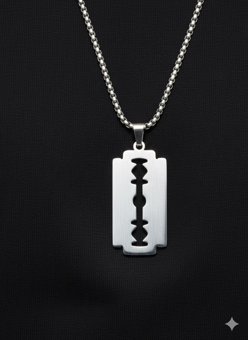 Fs44 1033 Stainless Steel Razor Blade Pendant Necklace