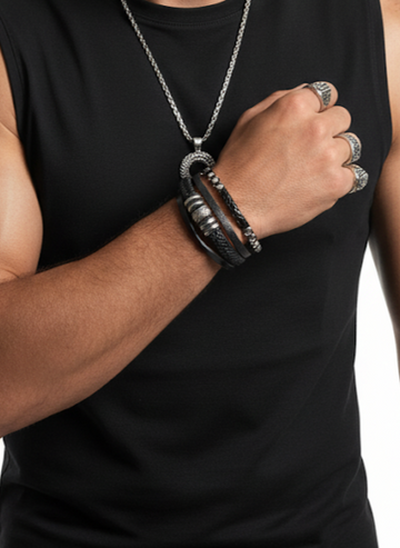 Fs44 1037 Men's Multi-Layer Leather Bracelet