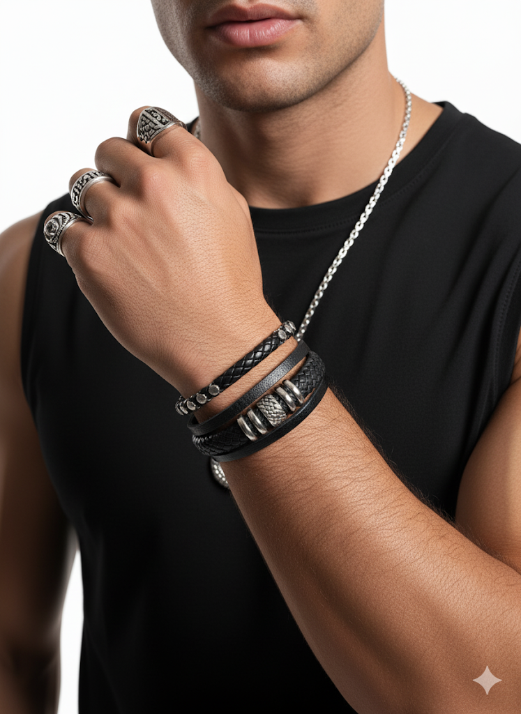 Fs44 1037 Men's Multi-Layer Leather Bracelet