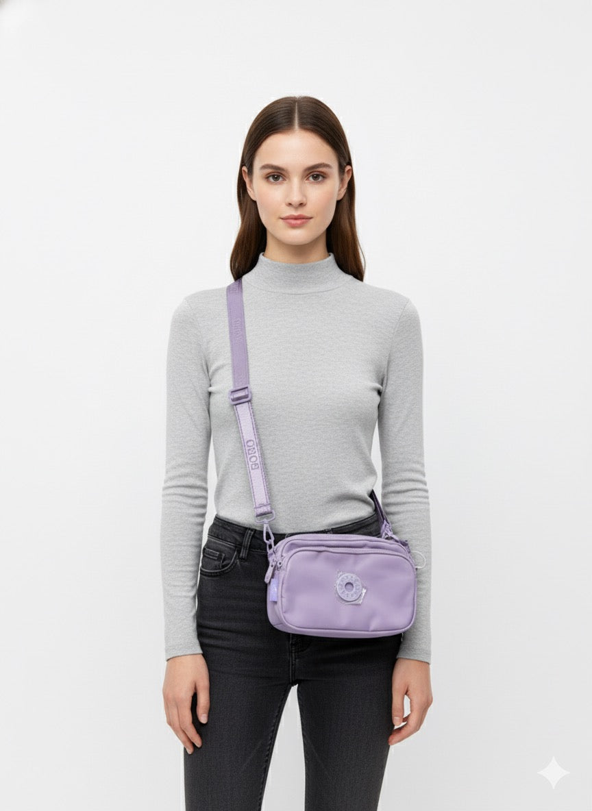 FS44 2020 Stylish Solid Color Nylon Crossbody Bag with Adjustable Logo Strap