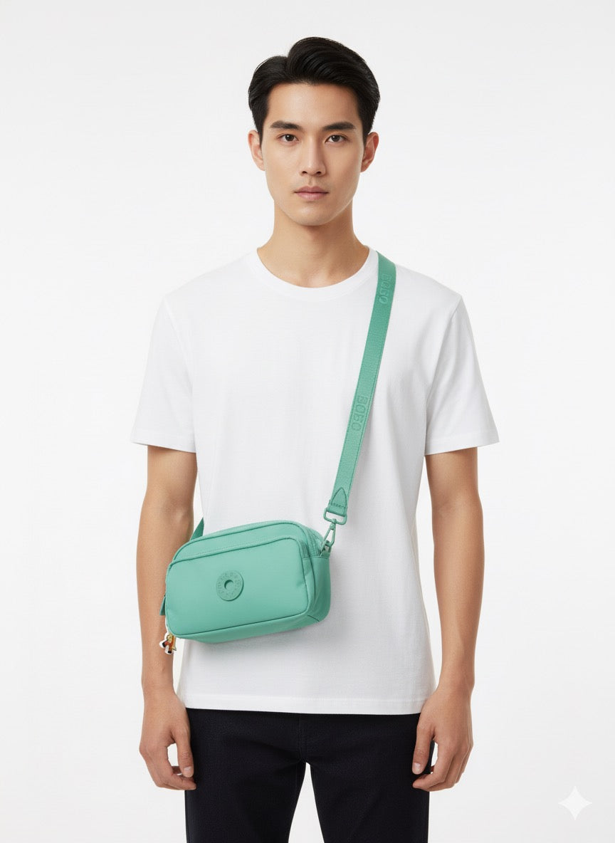 FS44 2020 Stylish Solid Color Nylon Crossbody Bag with Adjustable Logo Strap