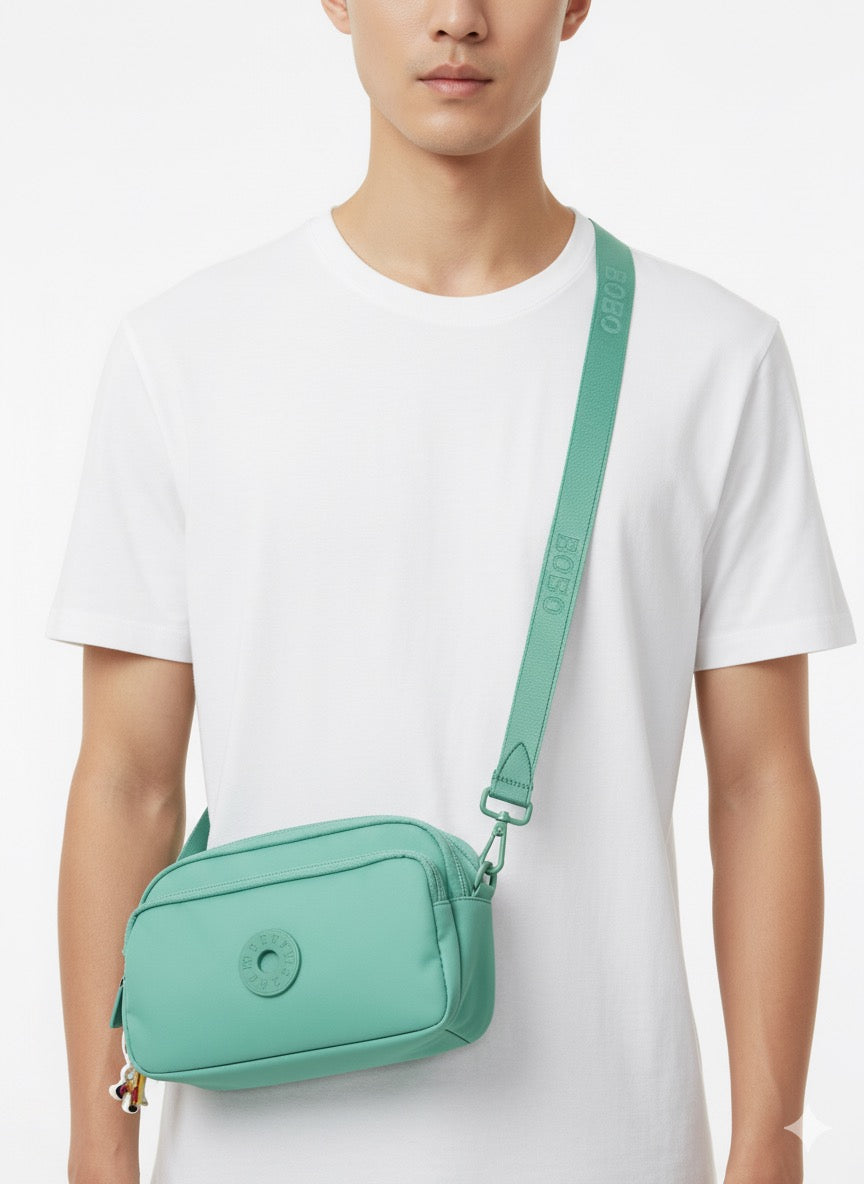 FS44 2020 Stylish Solid Color Nylon Crossbody Bag with Adjustable Logo Strap