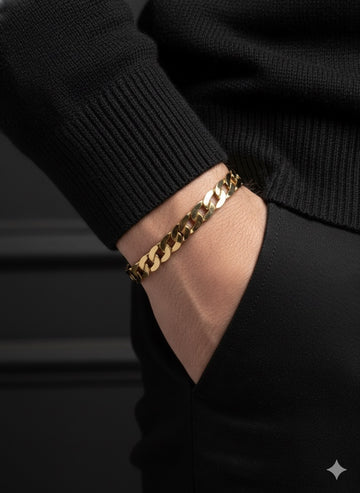 FS44 1073  Gold-Tone Curb Chain Bangle Bracelet