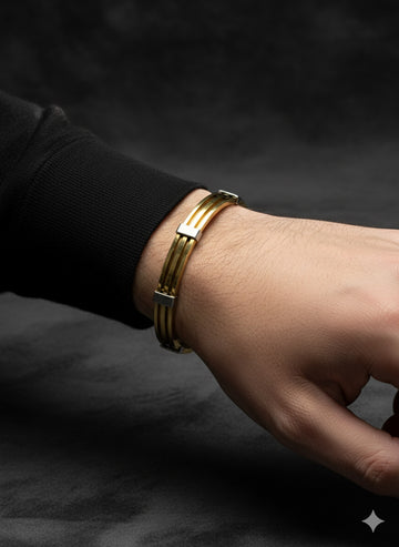 Fs44 1075  Modern Dual-Tone Gold and Silver Bangle
