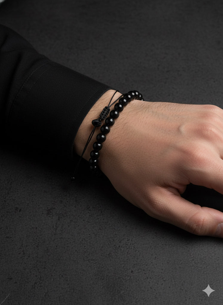 Fs44 1084 Black Stone Beaded Bracelet