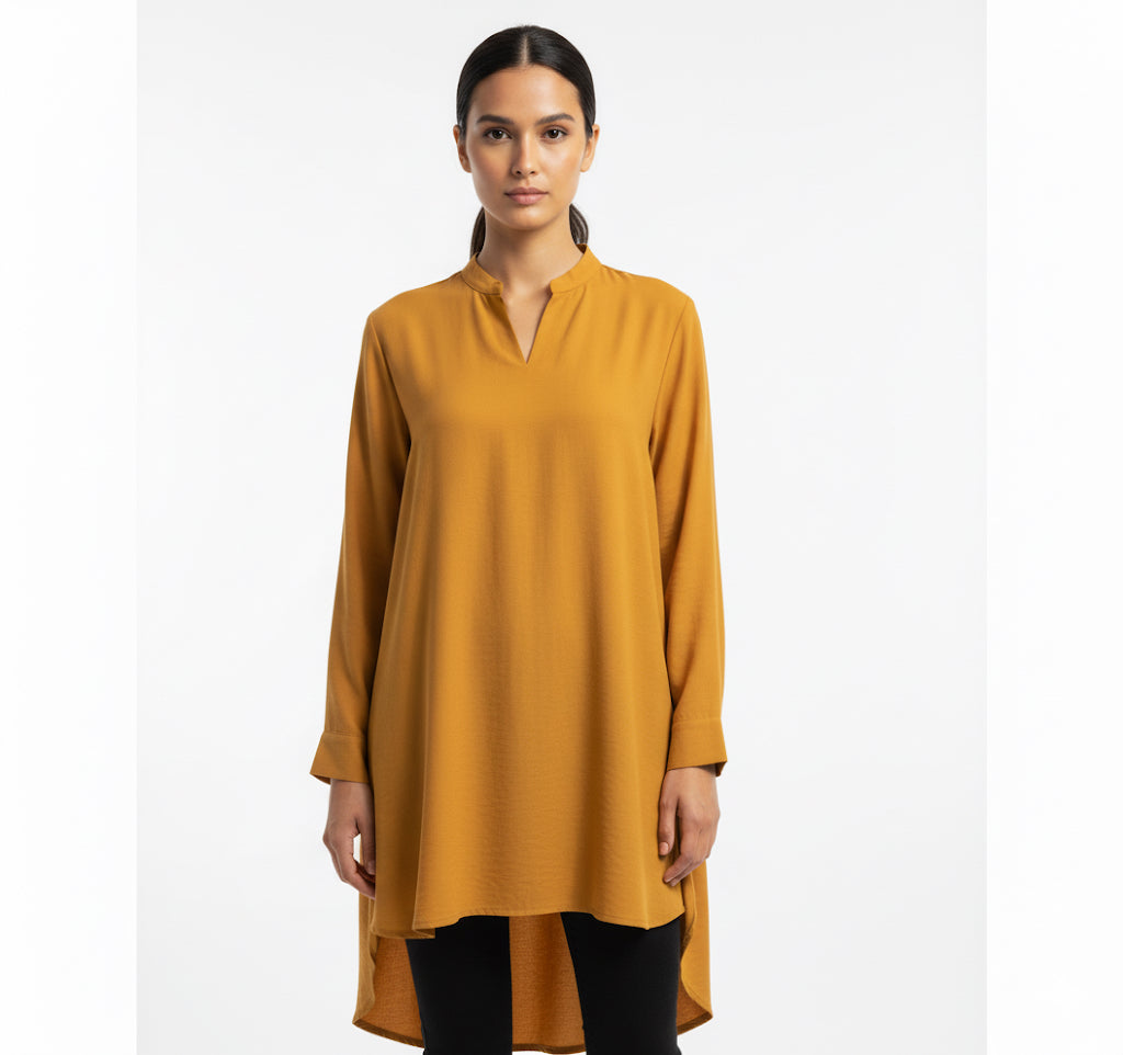 Fs44 1055 Mustard Yellow Long Sleeve Tunic Shirt