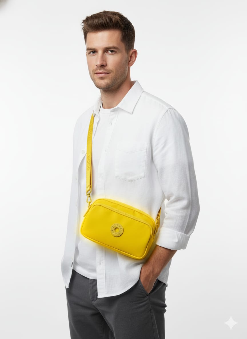 FS44 2020 Stylish Solid Color Nylon Crossbody Bag with Adjustable Logo Strap
