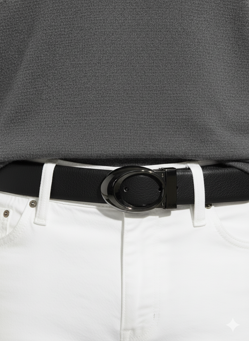 FS44 2044 Modern Gunmetal Buckle Leather Belt