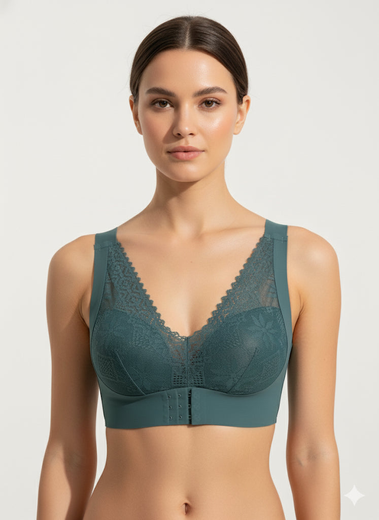 Fs44 6813 Lace V-Neck Front-Closure Comfort Bra