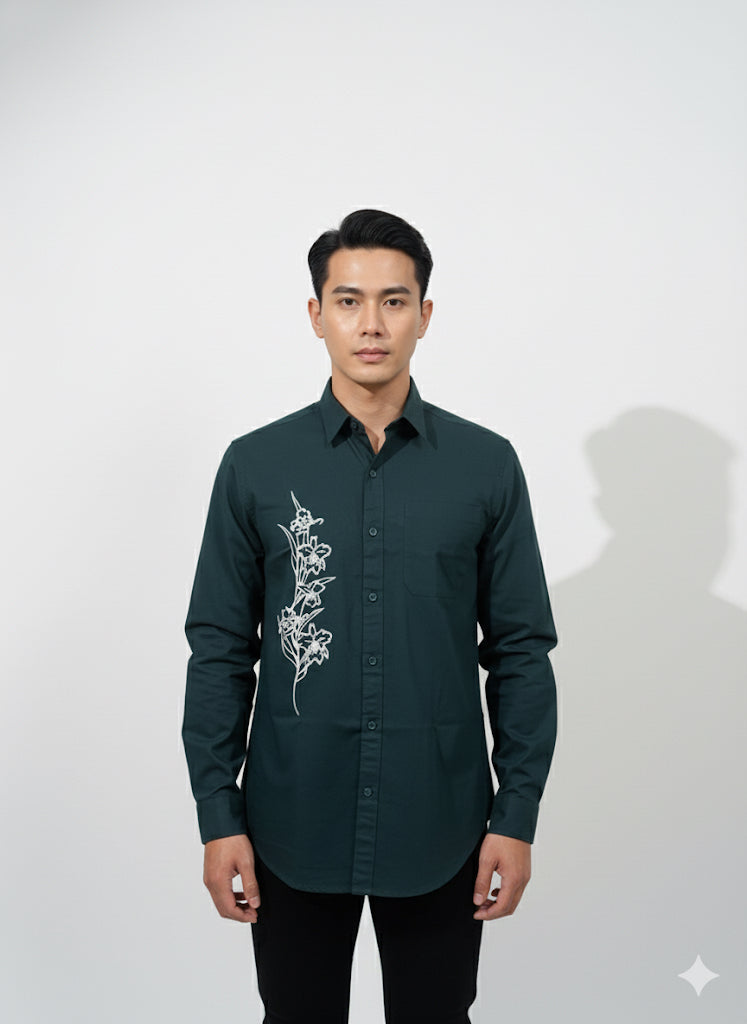 Fs44 1005 Men's Cotton Shirt with Elegant  Floral print