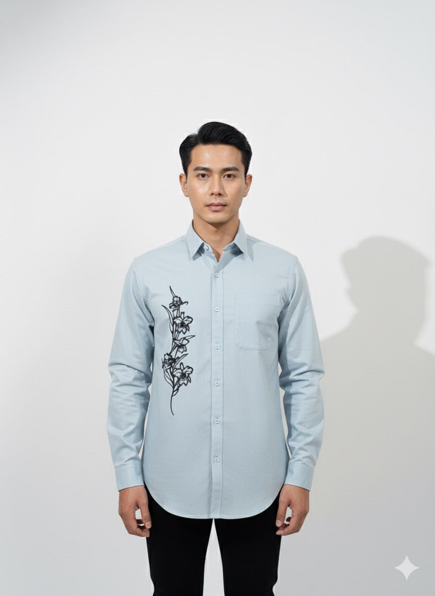 Fs44 1005 Men's Cotton Shirt with Elegant  Floral print