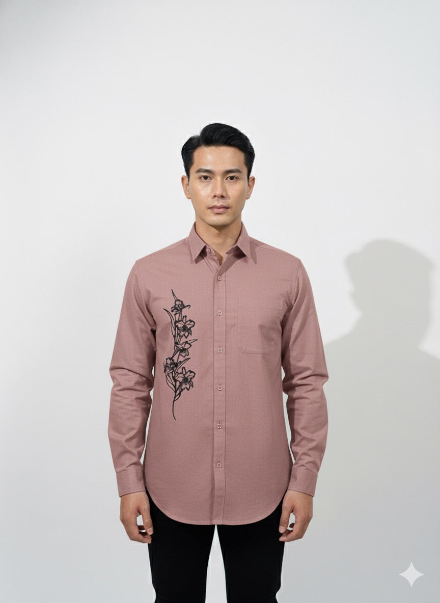 Fs44 1005 Men's Cotton Shirt with Elegant  Floral print