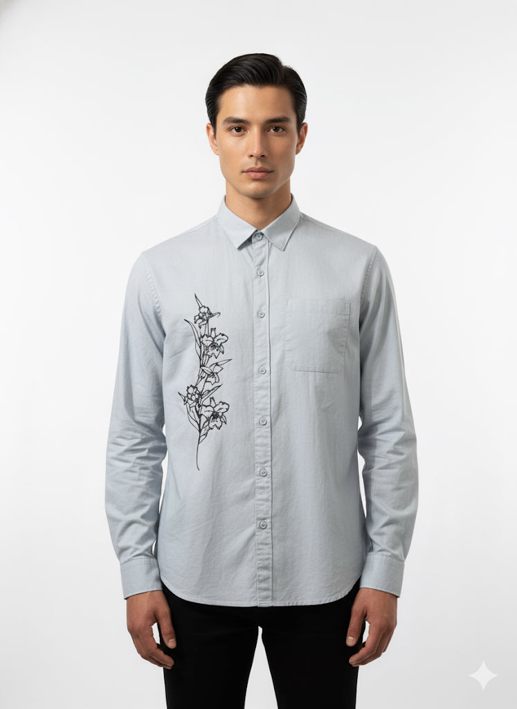 Fs44 1005 Men's Cotton Shirt with Elegant  Floral print