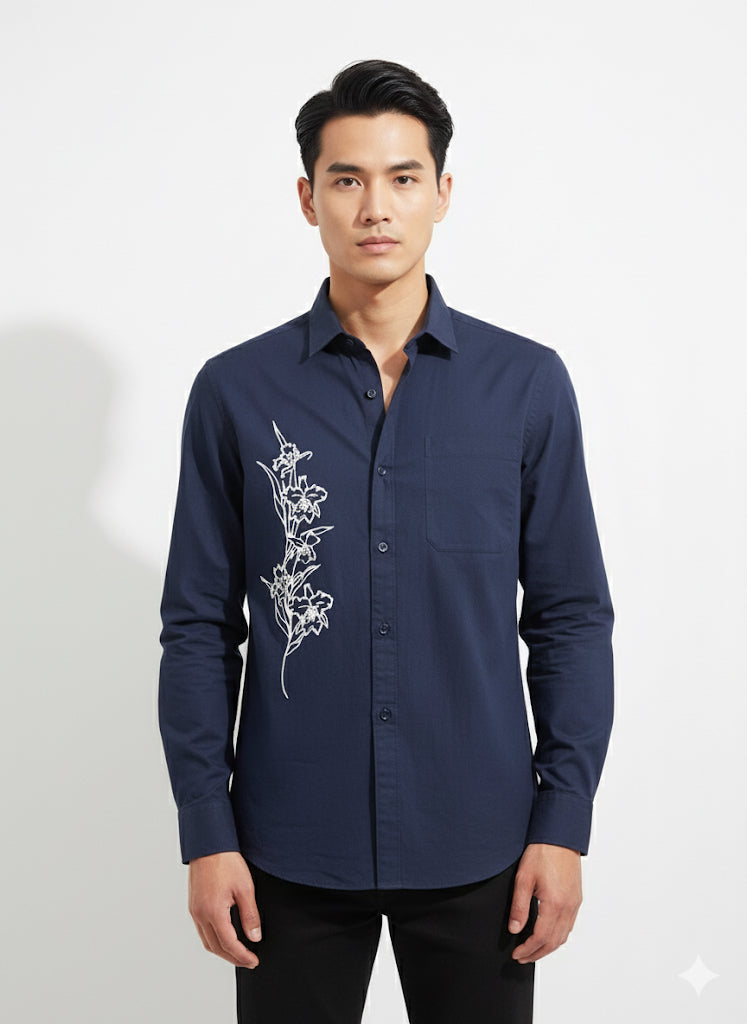 Fs44 1005 Men's Cotton Shirt with Elegant  Floral print