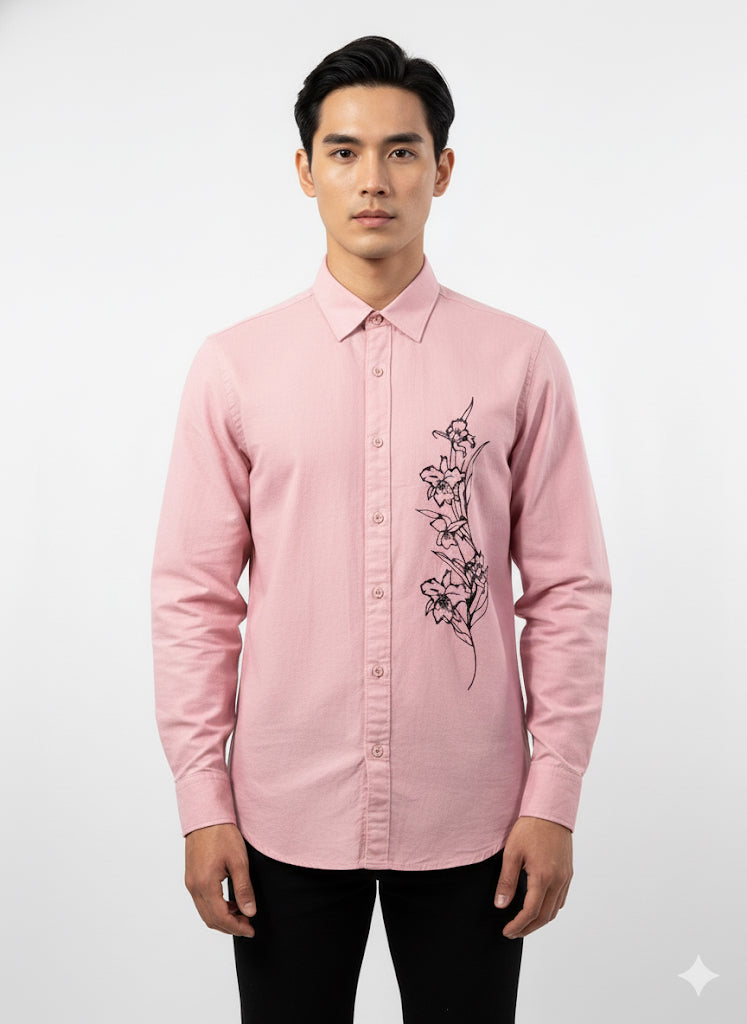 Fs44 1005 Men's Cotton Shirt with Elegant  Floral print