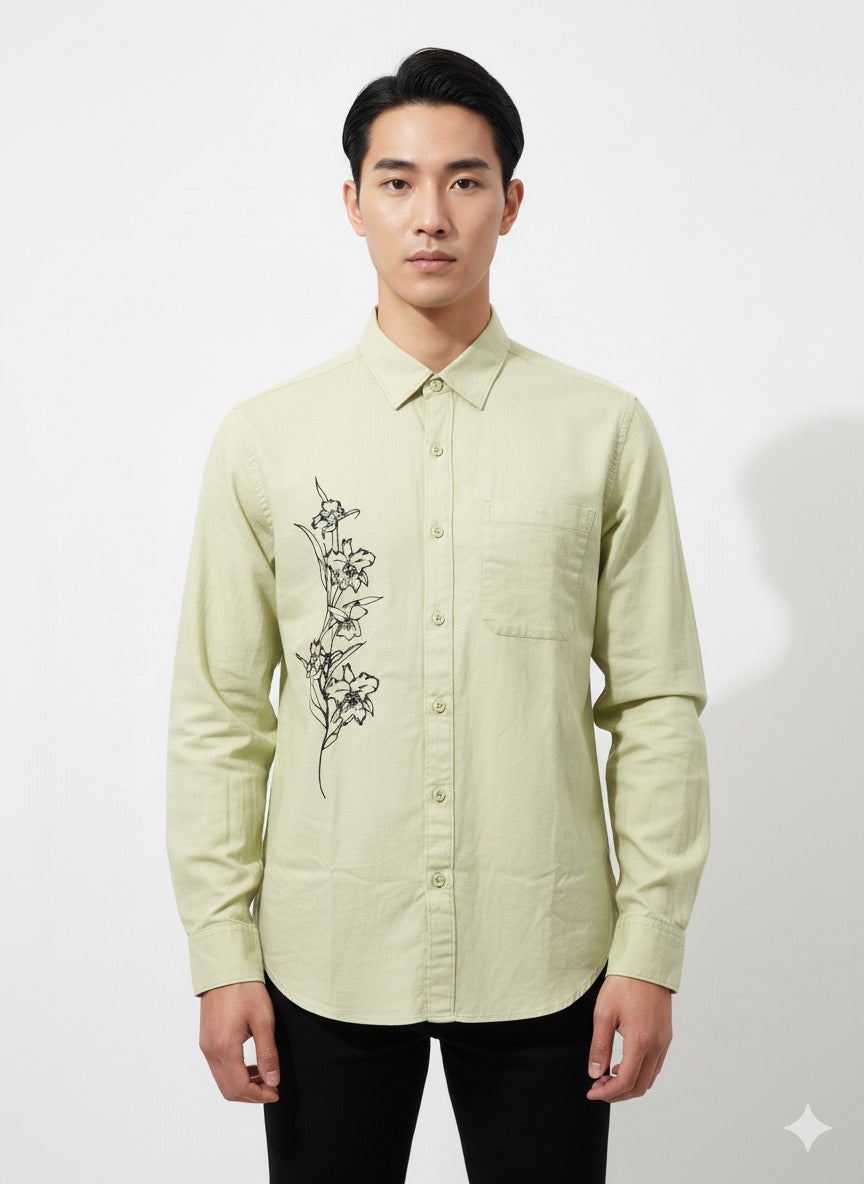 Fs44 1005 Men's Cotton Shirt with Elegant  Floral print