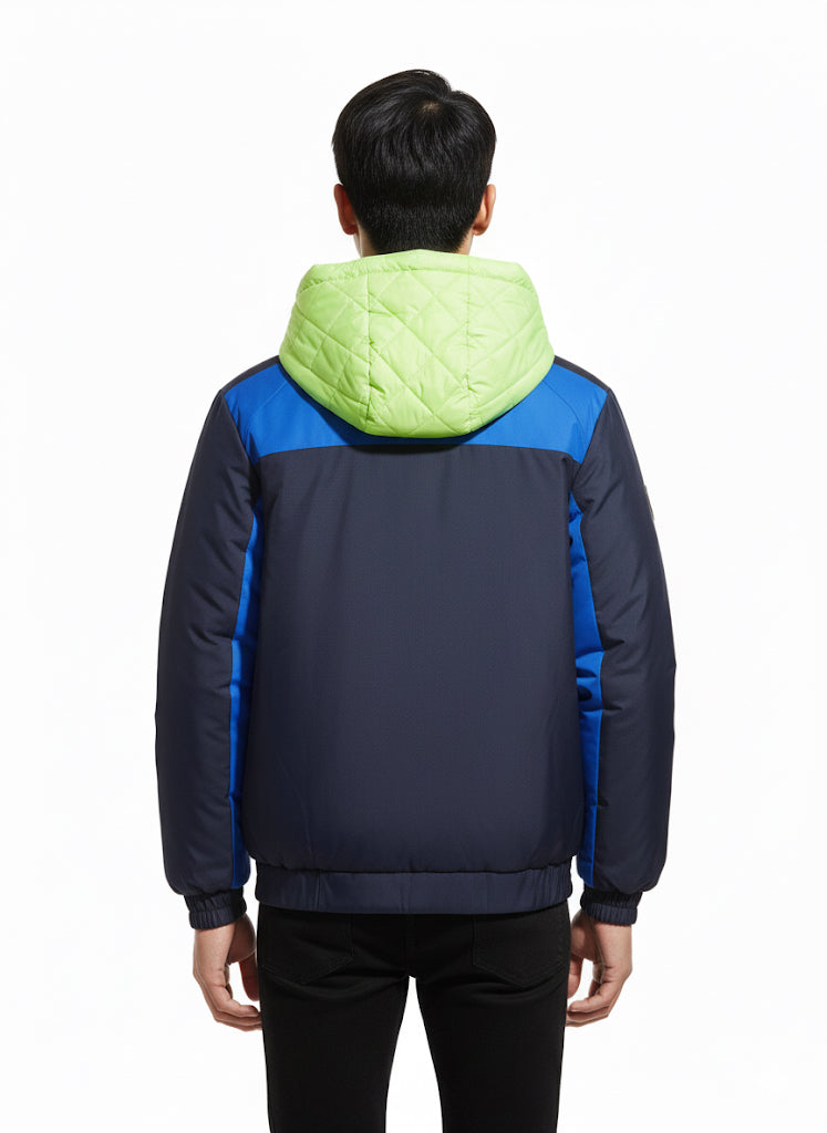 Fs44 2029 Men's Color Block Hooded Insulated Bomber Jacket