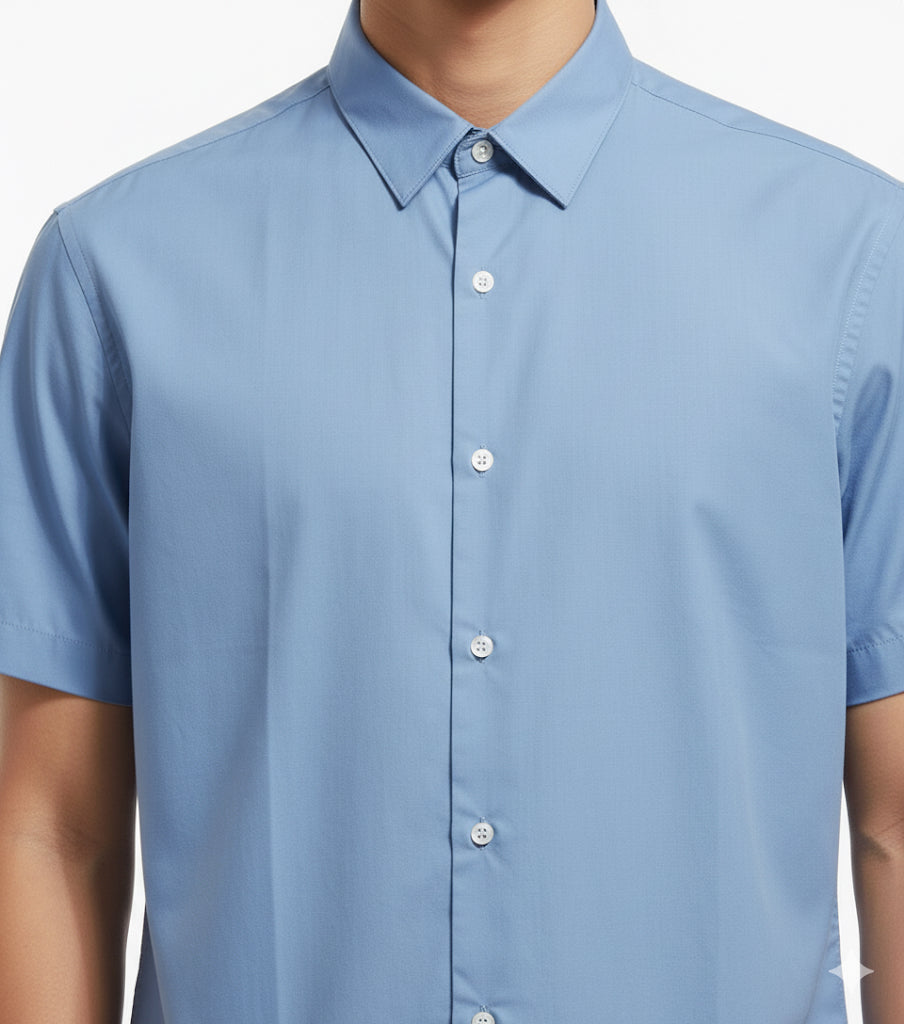 FS44 2033 Slim Fit Short-Sleeve Dress Shirt for Men