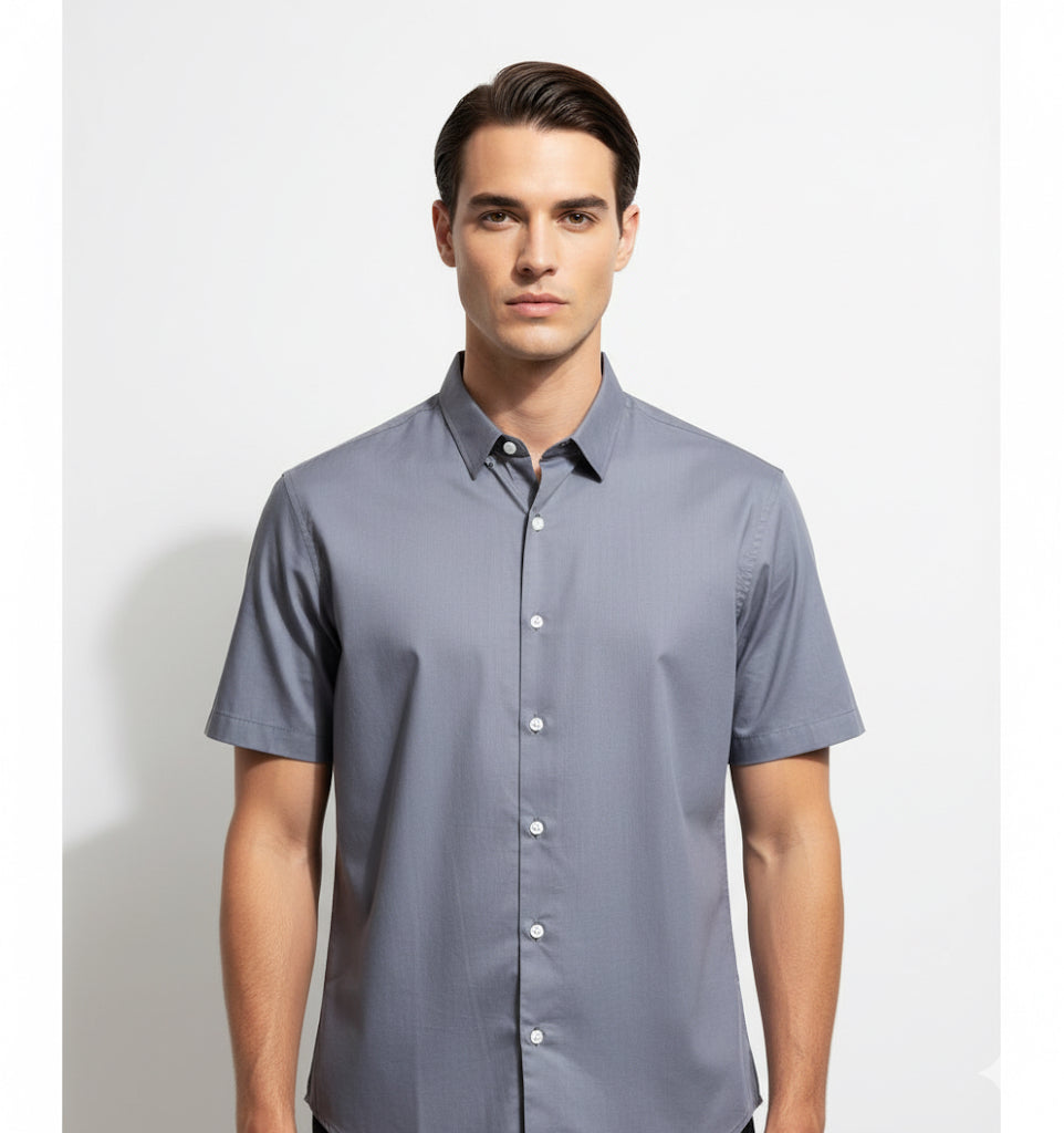 FS44 2033 Slim Fit Short-Sleeve Dress Shirt for Men