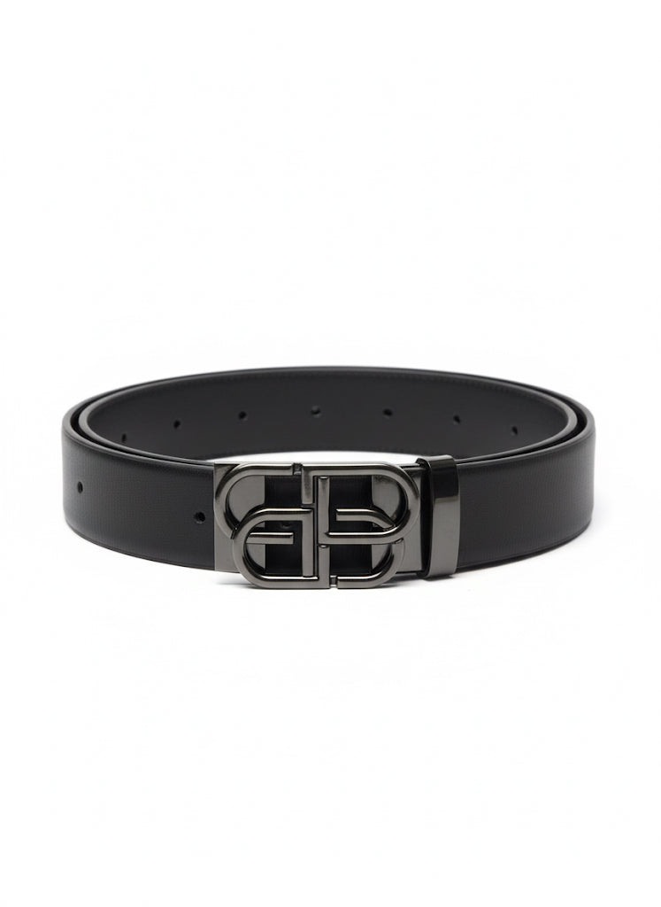 FS44 2039  Men's Reversible Black Leather Belt with Double-G Buckle