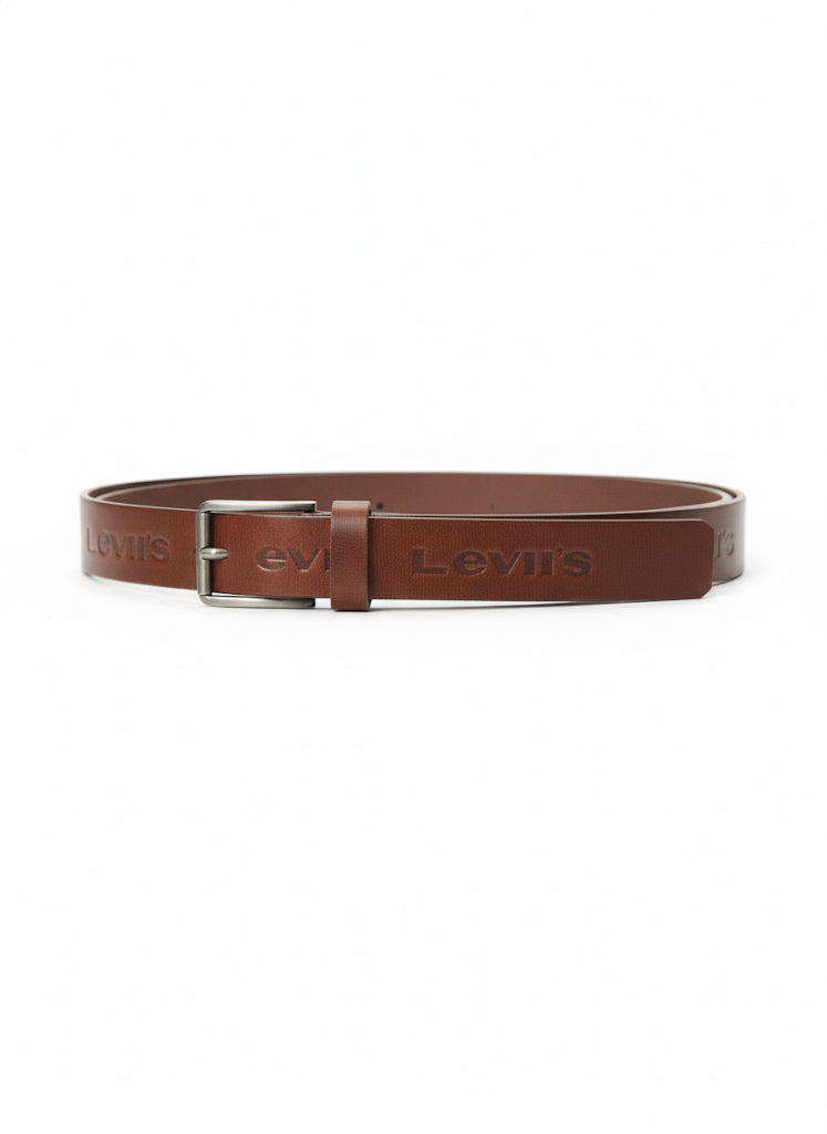 Fs44 2043 Levi's Men's Brown Leather Belt with Embossed Logo