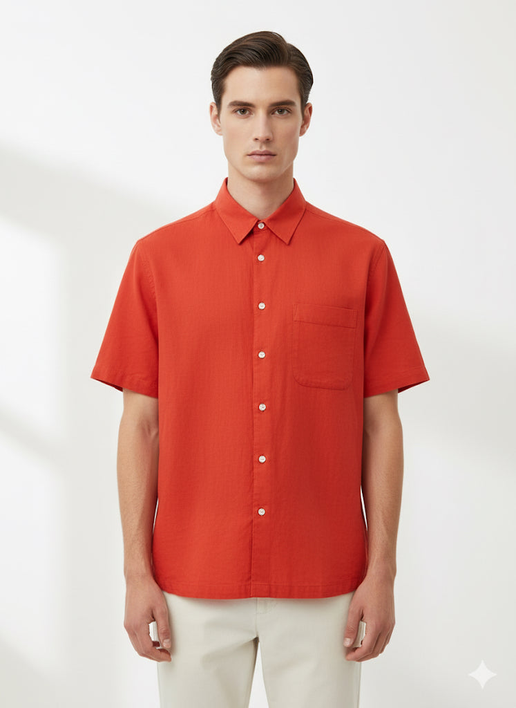 FS44 2060 Men's Lightweight Textured Cotton Short Sleeve Casual Shirt