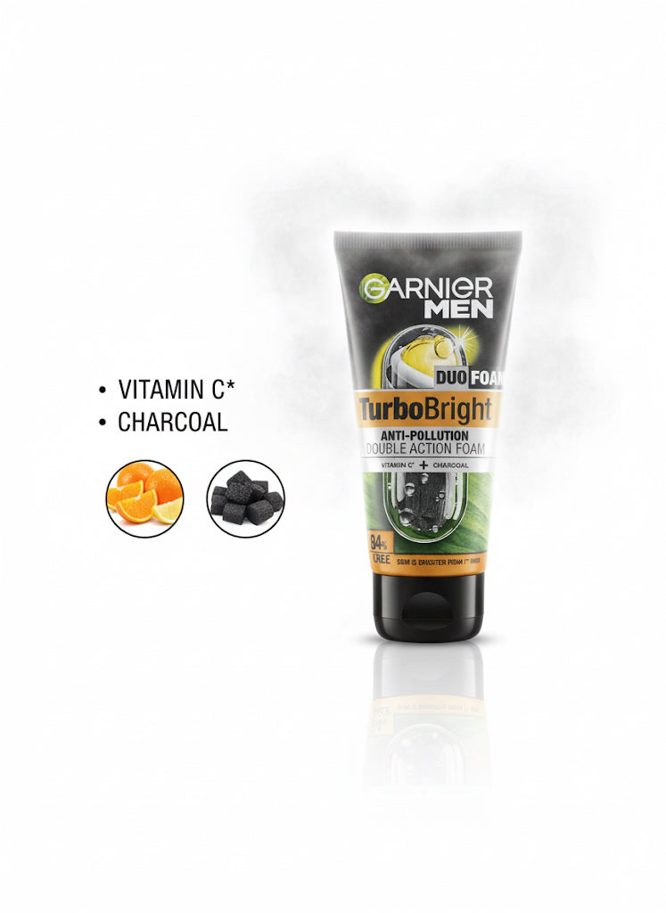 Fs44 1079  Garnier Men Turbo Bright Anti-Pollution Double Action Face Wash